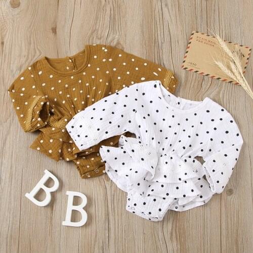 Citgeett Spring Toddlers Baby Girls Polka Dot Printing Bodysuit Long Sleeve Multi-layer Blouse Babies Autumn Clothing