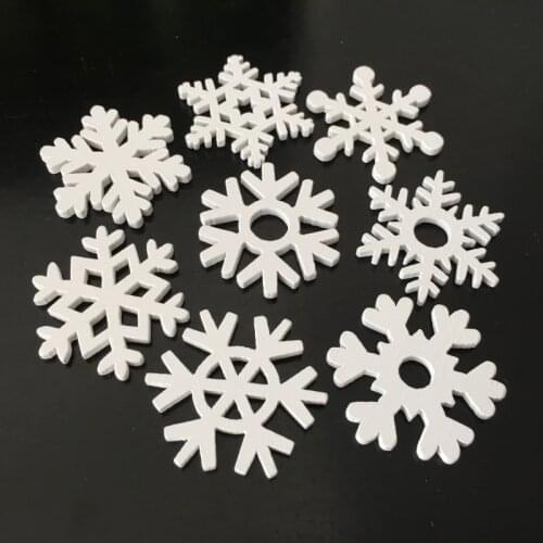Wood Crafts White Snowflake Christmas Series Wood Pieces Home Decorations Creative