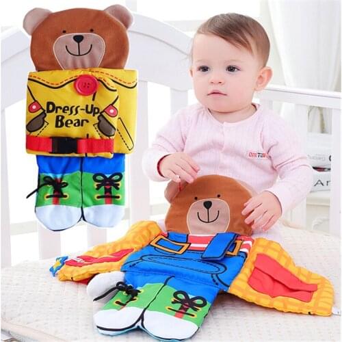 Baby Infant Cartoon Bunny Bear Cloth Book Soft Appease Doll Early Education Puzzle Rattle Toys Animals Quiet Book Toy
