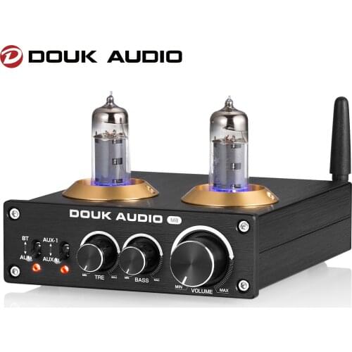 Douk Audio HiFi Bluetooth 5.0 Vacuum Tube Amplifier Desktop Digital Class D Stereo Audio Power Amp 50W*2