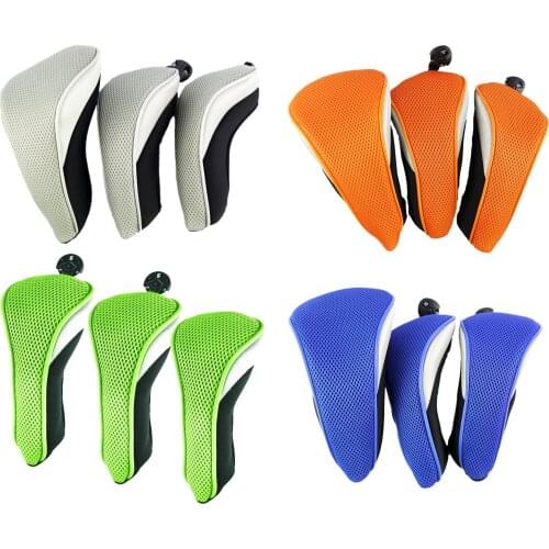 3Pcs Golf Club Head Covers Scratch Resistant Headcovers for 460cc Driver Clubs