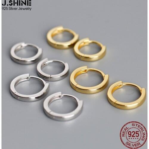 JShine Minimalist Fine Round Circle S925 Sterling Silver Hoop Earrings Glossy Small Hoops Female Earlobe Simple 925 Jewelry