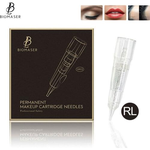 Biomaser Professional Permanent Makeup Cartridge Needles 1R/2R/3RL/5RL Disposable Sterilized Tattoo Pen Machine Needles Tips