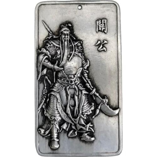 Chinese old Tibetan silver relief Big day Buddha amulet pendant Feng Shui lucky pendant