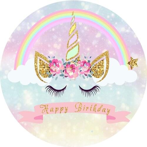 Round Circle backdrop photo background baby shower unicorn flower kids birthday party decor candy dessert table cover YY-22