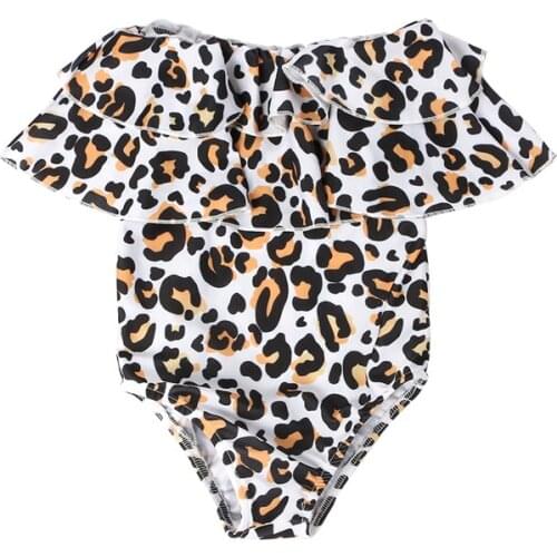 Kaiya Angel Baby Girl Summer Clothes Leopard Print Swimsuits Outfit Bodysuit