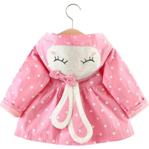 Cute baby girl coat cartoon rabbit ear dot cotton coat for 9-24M girls baby infant toddler girl jacket coat outerwear clothes