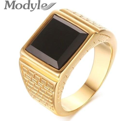 Modyle Brand Gold-color Cool Men Rings High Quality Stainless Steel Wedding Rings For Men Party Jewelry