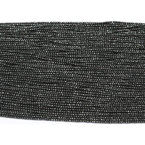 Natural Black Hematite Stone 2mm 3mm Round Faceted Beads Fashion Diy Jewelry Loose Beads 15" B467