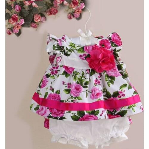 New baby girl clothes rose floral casual girls clothing set top+shorts 2 pcs set kids clothes for 9 month - 4 years