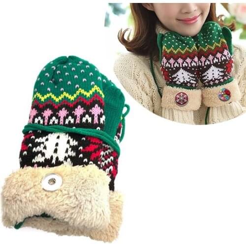 New 008 Winter Fashion Christmas Gloves Fit 18mm Snap Button Knitted Gloves Charms Fashion Jewelry For Women Teenagers Gift