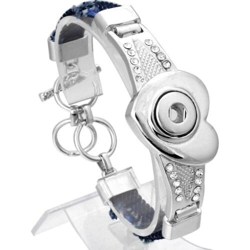 New Snap Bracelet Fit 12mm Heart Snap Button Jewelry DIY Crystal Metal Bracelets For Women Wholesale ZE365