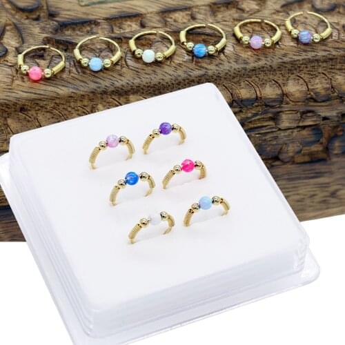 1Pcs Sterling silver nose ring opal nose hoop handmade fine body piercing jewelry wedding party