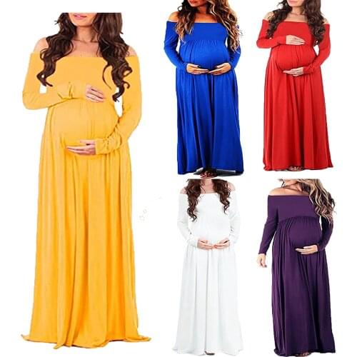 Wide boat neck maternity dress elegant baby shower dress for photo shoot cocktail pregnancy dress sexy gown photography props