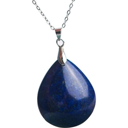 Genuine Natural Lapis Lazuli Gems Stone Pendant Necklace Drop Shipping Trendy Women Lapis Lazuli Gem Stone Pendant 31*26*10mm