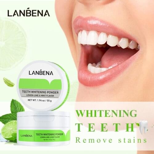 LANBENA Teeth Whitening Powder Remove Smoke Coffee Tea Stain Tooth Tangy Hygiene Dental Cleaning Protect Bright Oral Care 55g