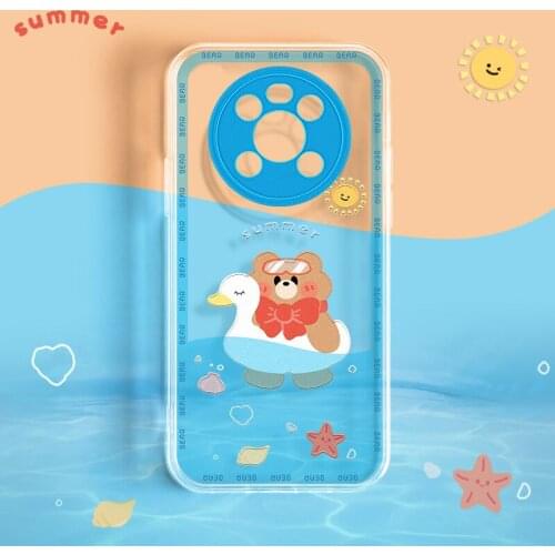 ASINA Transparent Case For Huawei Mate 40 30 20 Pro Cute Cartoon Bear Soft Cover Bumper For Honor 30 20 V40 Funda Coque Summer