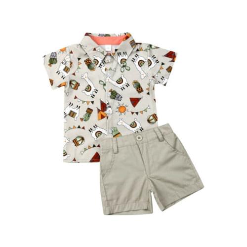 1-5Years Summer Toddler Baby Kids Boy Shirt Tops+Pants Gentleman Outfits Clothes 2PCS Set