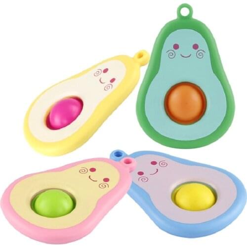 Avocado Pressing Dimple Silicone Fingertip Bubble Decompression Squeeze Relieve Stress Sensory Educational Toys With Buckle Ring
