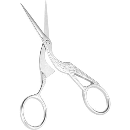 Steel Stork Scissor Makeup Sewing Scissor DIY Sharp Tip Scissor Crafting Tool Small Shear Silver
