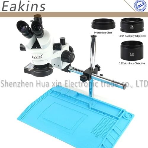3.5~90X Continuous Zoom Trinocular Stereo Microscope With LED Light Work Mat For Phone PCB Chip Soldering Repair