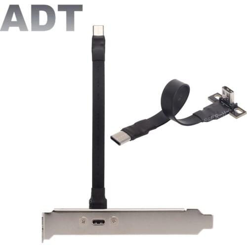 USB3.1 Type-C to Type-C Fold 90 Degree Straddle Mount Male Female Aerial FPV Flat Extension Cable 10G/bps with Switch-IC Bracket