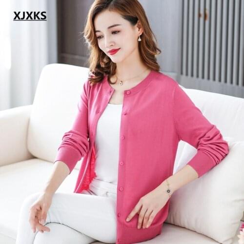 XJXKS 2021 autumn new women wool knitted cardigan women single-breasted coat comfortable casual women sweater jacket