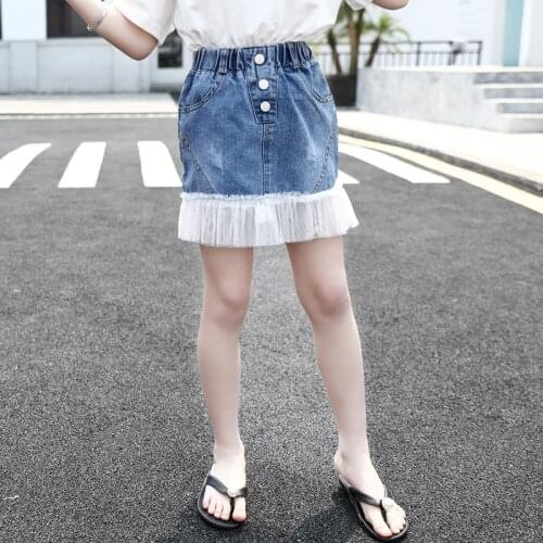 2020 teenage girls denim skirt 12 years old children clothes girl casual