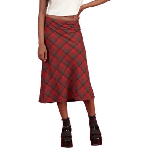 Vintage 90s Midi Skirt Women A-Line Y2K Skirts Harajuku Knee-Length Casual High Waist Party Streetwear Bodycon E-girl Skirts