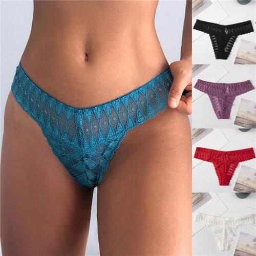Womens Lace Fashion Cotton G-string Thong Panties Sexy Low Waist Briefs Underwear Female Lingerie Intimate Pants
