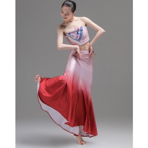 2021 chinese minorities dance performance dress female peacock dance fish tail skirt practice skirt practice performance dress