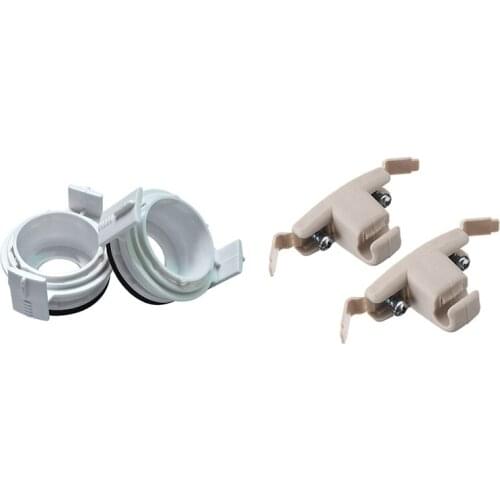 2X XENON HID H7 Bulb Holders White Adaptors for BMW E46 3 Series 325Ci 325I & 2X Beige Sun Visor Clip Holder Bracket