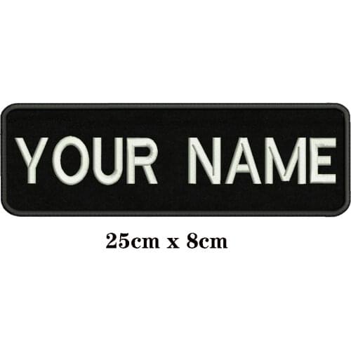 25X8cm Embroidery Custom Name Text Patch Stripes badge Iron On Or Velcro Backing Patches For Clothes Backpack Hat