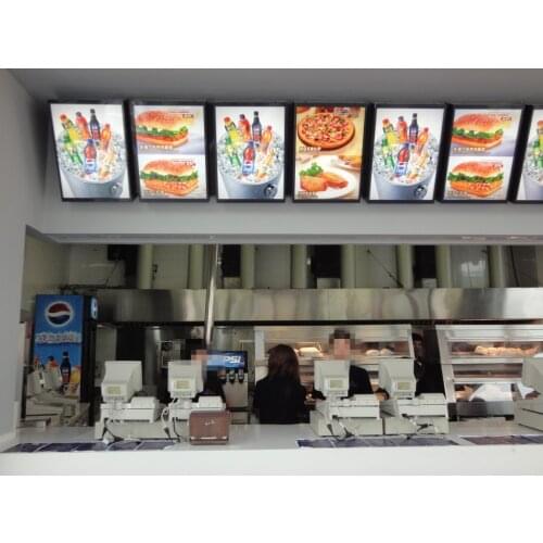 7PCSXA2 Fast Food Restaurant Menu Display Systems,16MM Thickness Aluminum Profile LED Illuminated Menu Board Light Box