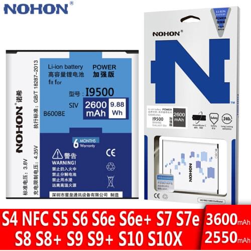 NOHON Battery For Samsung GALAXY S4 S5 S6 S7 S8 S6 S7 Edge Plus i9500 i9505 G900F G920F G930F G950F Original Replacement Bateria