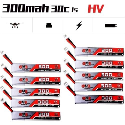GAONENG GNB 10PCS 1S 300mAh 3.8V 30C/60C LiHV Lipo battery PH2.0 Plug for UK65 US65 Happymodel Mobula7Snapper BetaFPV 65S Drone