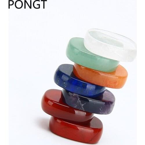 2017 New Variety Natural 7 chakra stone therapy pendulum Reiki Healing chakra crystals Ellipse balancing stones pendulum jewelry