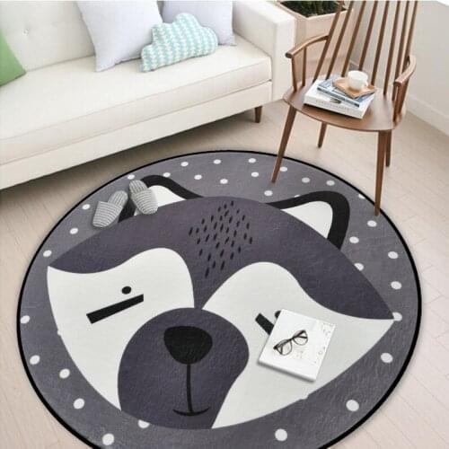 White And Grey Bear/Fox/Panda Round Carpets For Living Room Rugs Bedroom Home Decor Crawl Carpet Mats Rug Room Soft Child
