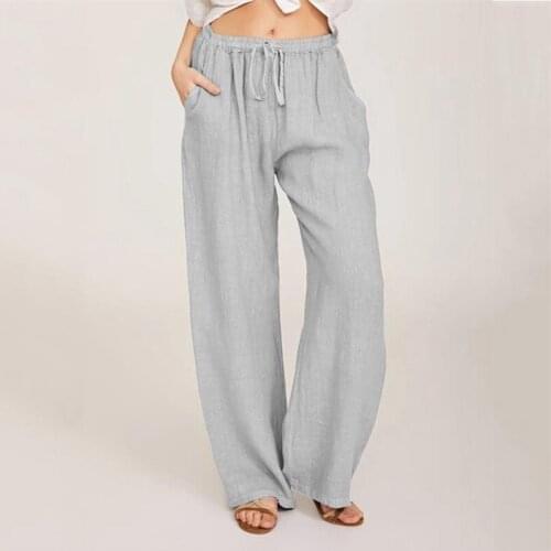 Women Solid Casual Fashion Pant Summer Pants High Waisted Loose Wide Straight Leg New Casual Homewear Female Trouser