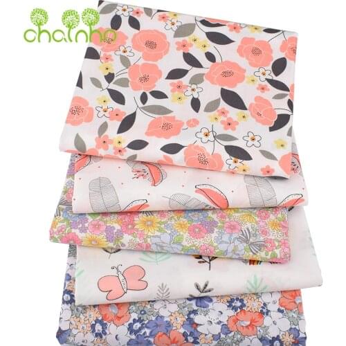 Chainho,Printed Twill Cotton Fabric,Salmon Pink Series,Patchwork Clothes For DIY Sewing Quilting Baby&Childs Bedcloth Material