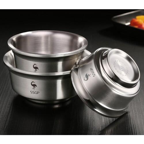 304 stainless steel bowl anti scalding household rice bowl children double layer adult iron soup bowl restaurant tableware