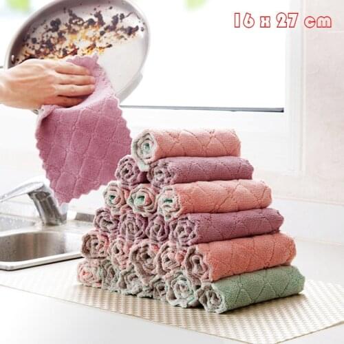 Double-sided Coral Velvet Hight Efficient ANTI-GREASY Dish Cloth Coral Fleece Washing Cloth Multi-function Wiping Cleaning Rag