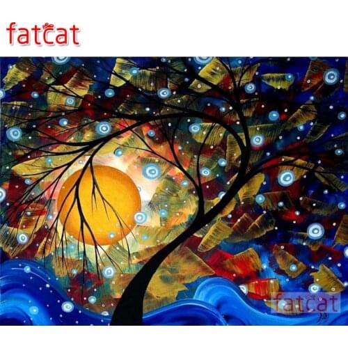 FATCAT Abstract moon tree landscape diy 5d diamond painting cross stitch full square round diamond embroidery sale AE3134