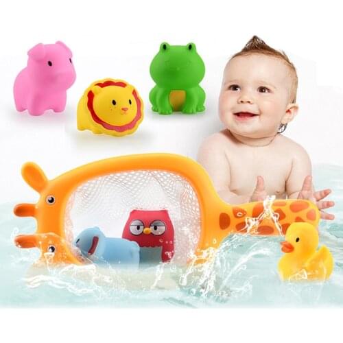 Toddlers Bath Play Water Pinch Called Toys Children Mini-cartoon Animal Spray Bath Toy Set Gift Boy Girl Capture Animal Toy