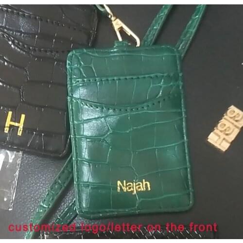 Customized ID Work Card Holder Snake Pattern Wallet Card Bag With Lanyard Window Card Purse with Neck Strap