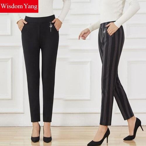 5xl Autumn Winter Leggings Fashion Solid Slim Pants Striped Warm Pencil Pants Casual High Waist Leggings Trouser Pantalon Femme