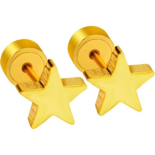 LUXUKISSKIDS Gold Star Small Stud Earrings For Women Fashion Jewelry Stainless Steel Punk Kids Christmas Earring Earings brincos