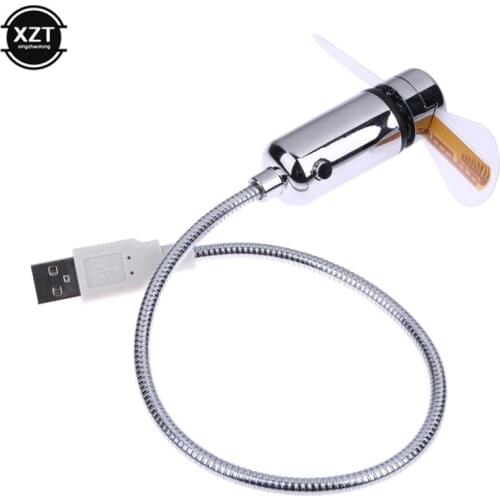 Mini USB Fan Cool LED Clock Real Time Display Light Gooseneck Hand Creative Fan Desk Laptop PC Notebook Gadget