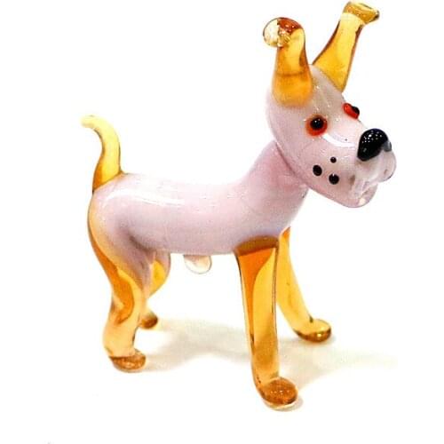 Mini Murano Glass Dog Figurines Crafts Ornaments Cute Vivid Cartoon Animals Statue New Year Gifts For Kids Room Decor Collection