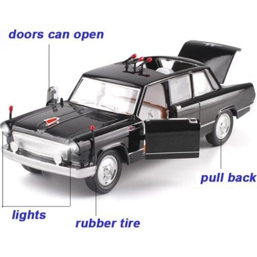 1/32 Metal Alloy China Classic red flag sedan parade Auto Car Model Pull back Model Diecast Vehicles Toys F Children toy model